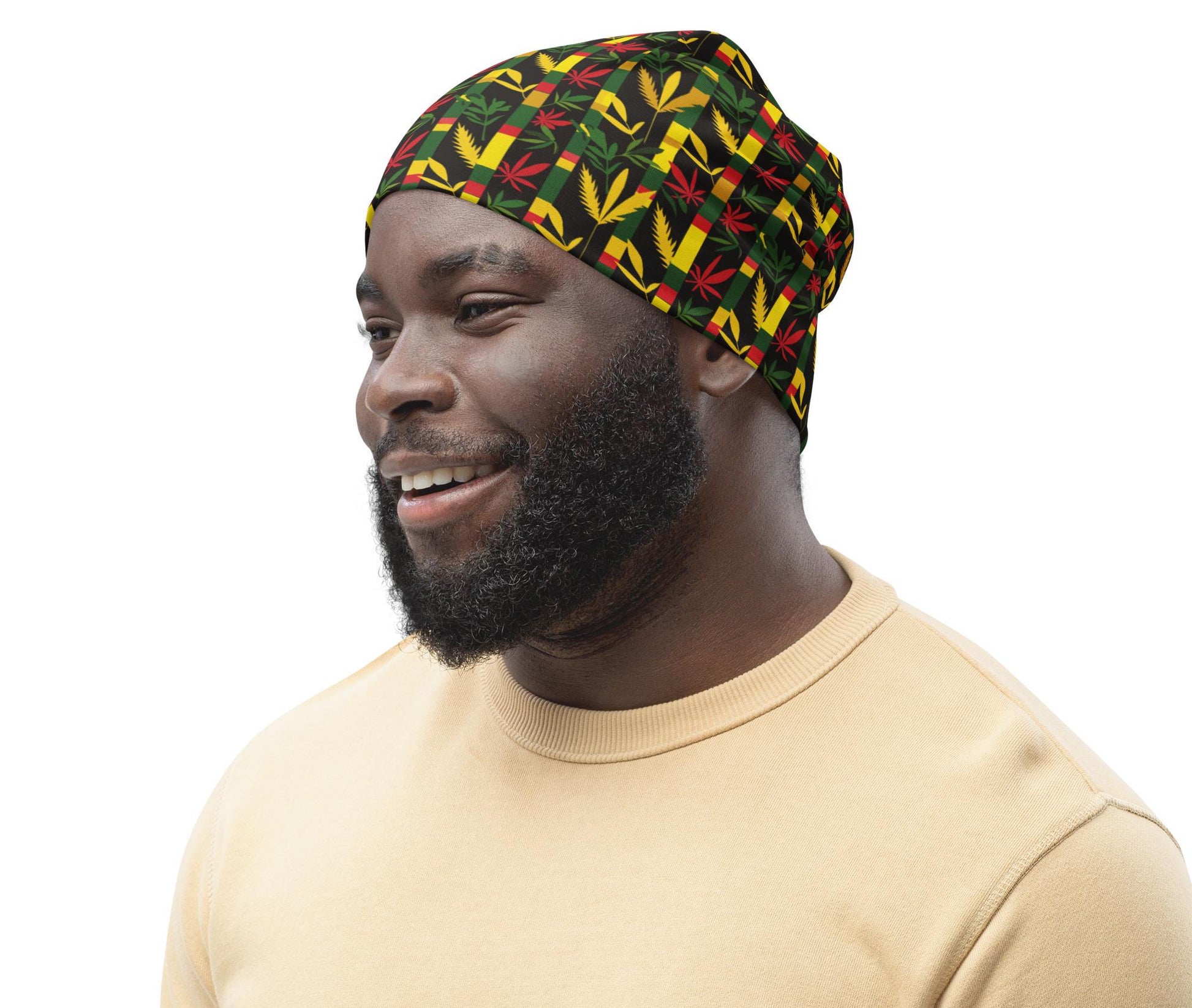 Nighttime - Mens - Beanie - Jamaican - Rastafarian Pattern