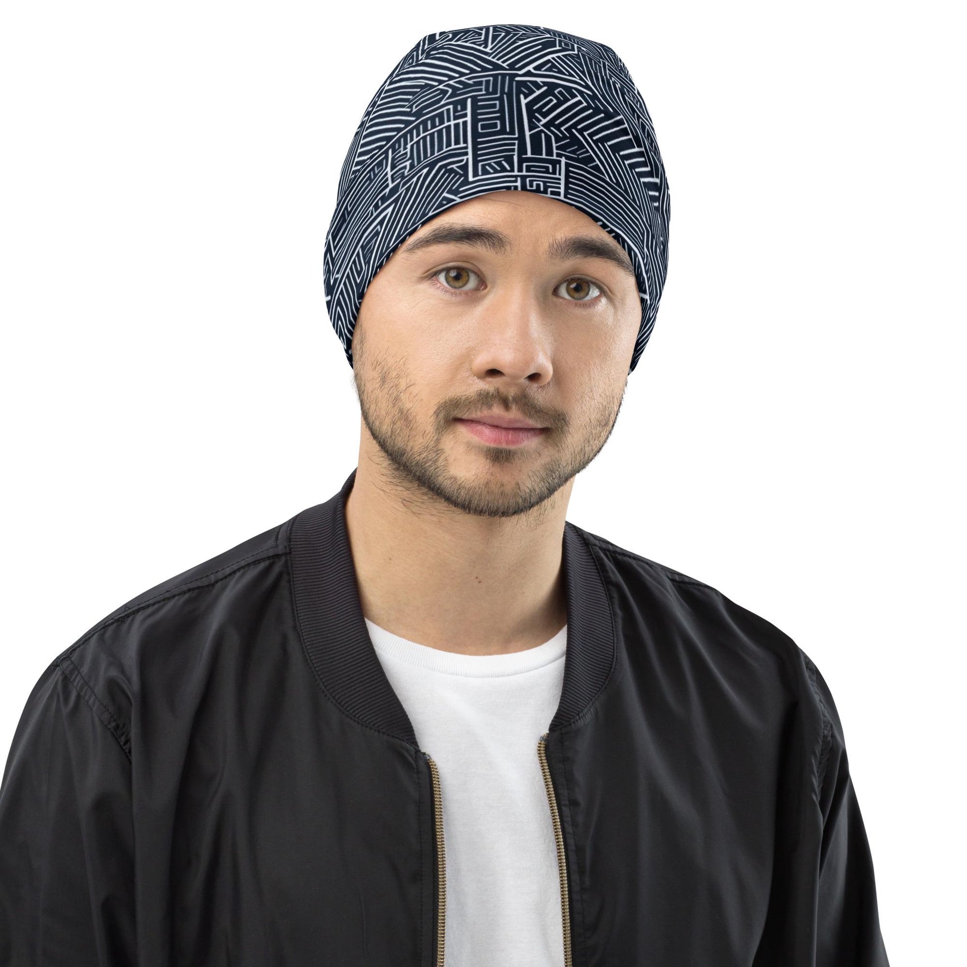 Blk - Mens - Beanie - African - Kente Pattern