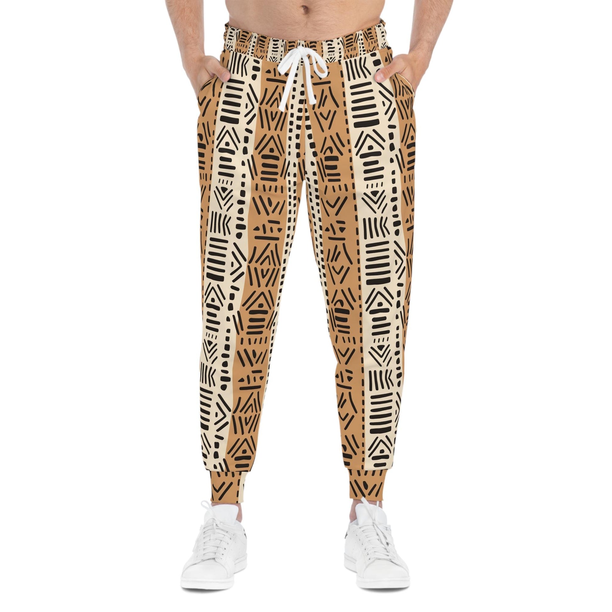 African Chic -Mens - Athletic Joggers - African Mud cloth Pattern