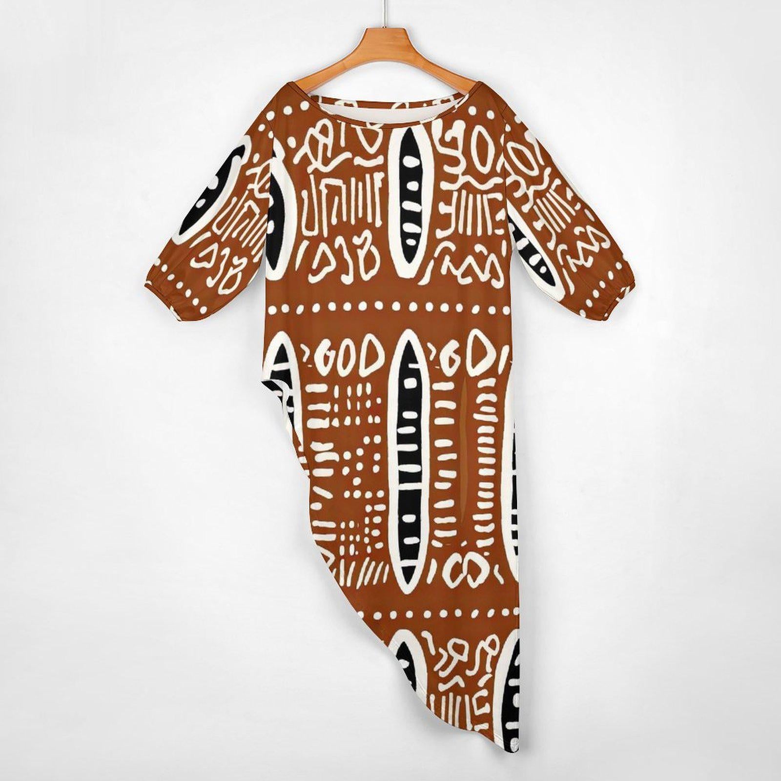 Rich Earth - Womens- Shoulder - Kurta - Kurti - Two Piece Set - African Mud Cloth Pattern - Suits - KumbatiaKulture