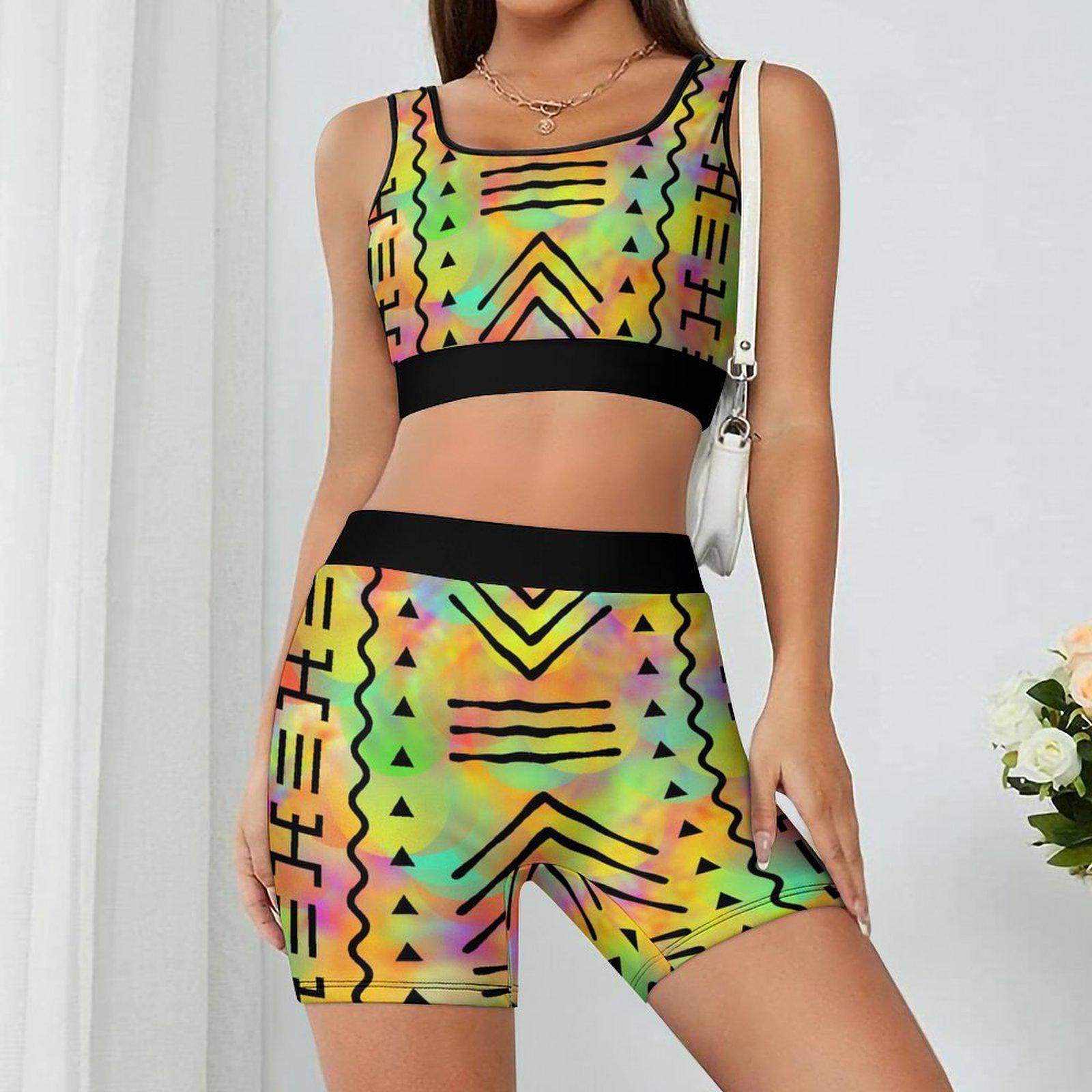 Rainbow - Womens - Yoga Workout Outfit - African - Tie Dye Pattern - Sports & Fitness - KumbatiaKulture