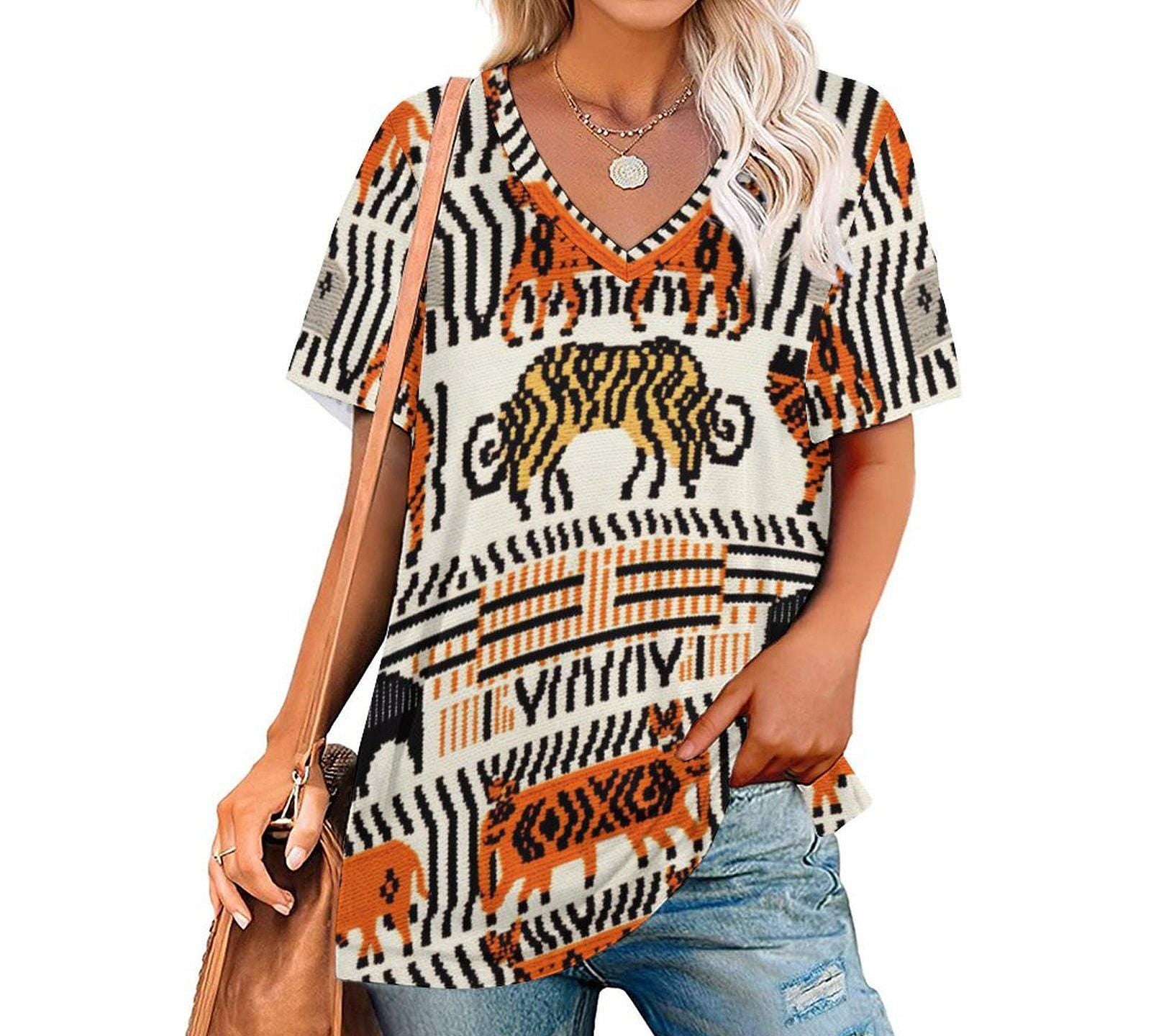 Safari - Womens - Custom Short Sleeve T-Shirts - African - Animal Pattern