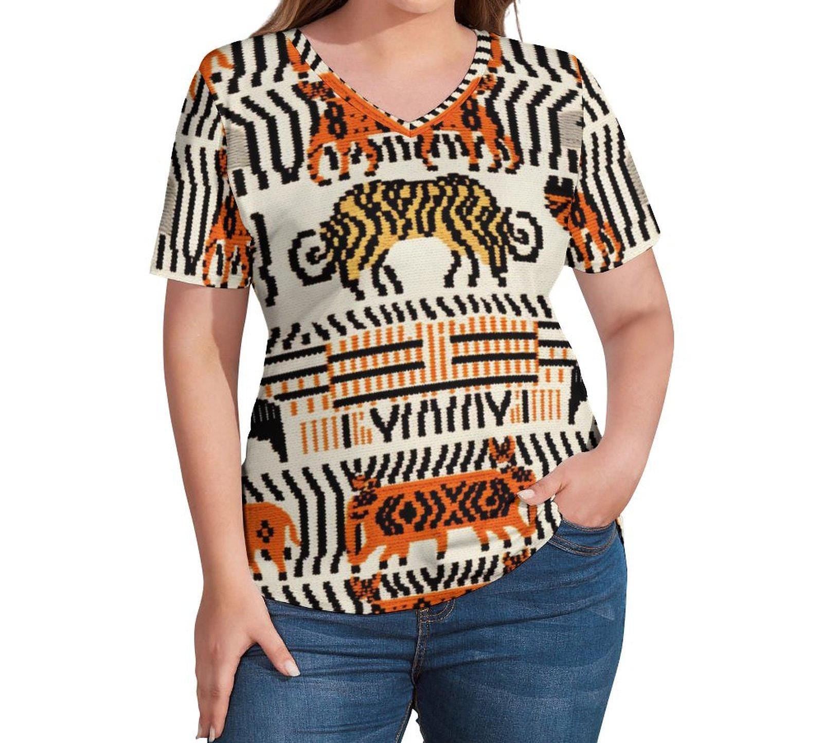 Safari - Womens - Custom Short Sleeve T-Shirts - African - Animal Pattern