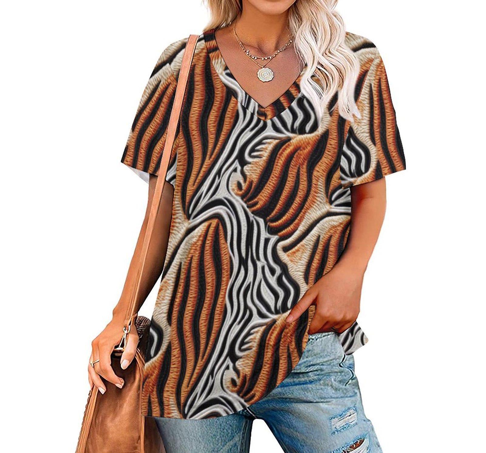 Mamal - Woman - Custom Short Sleeve T-Shirts - African - Animal pattern