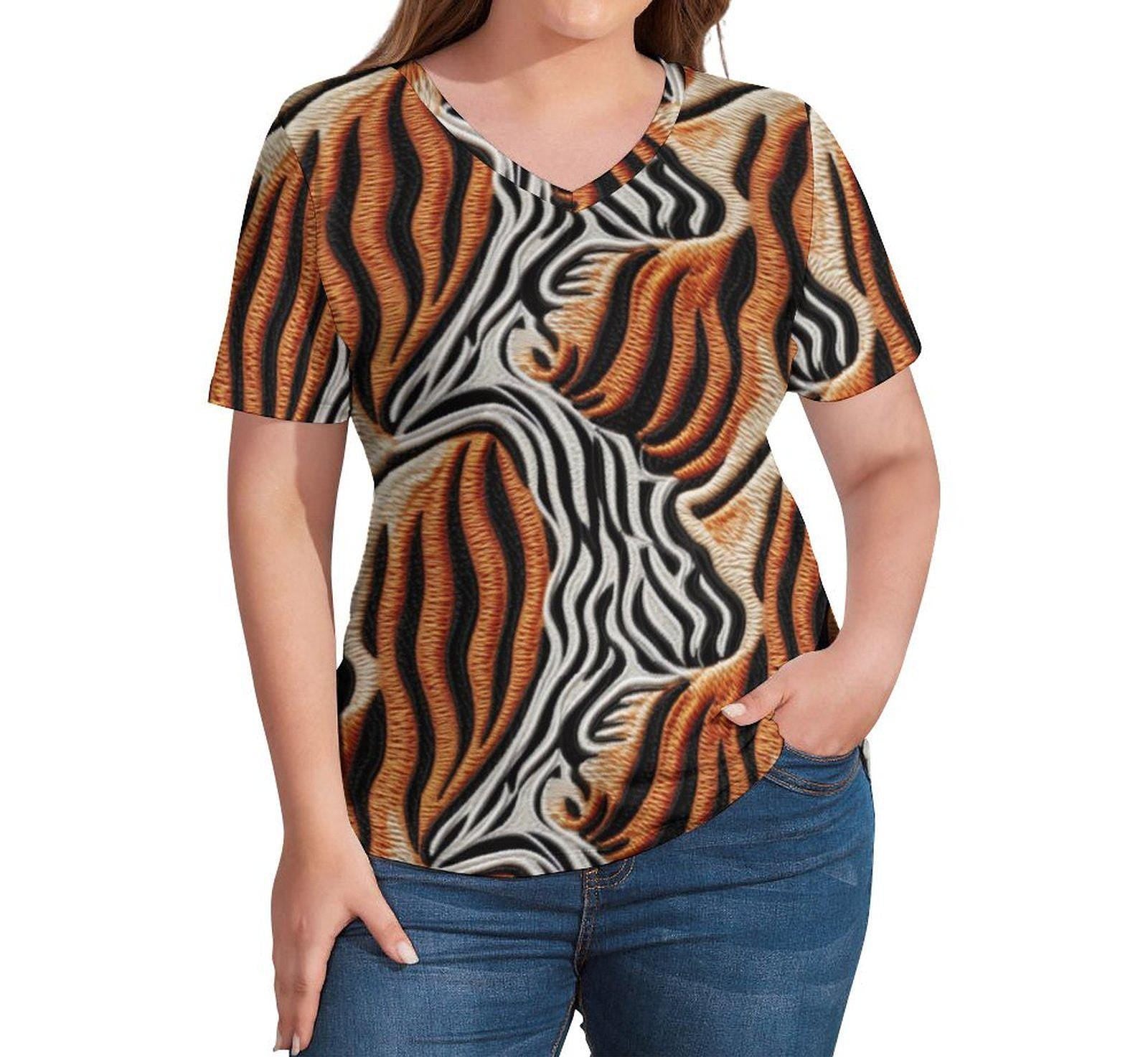 Mamal - Woman - Custom Short Sleeve T-Shirts - African - Animal pattern