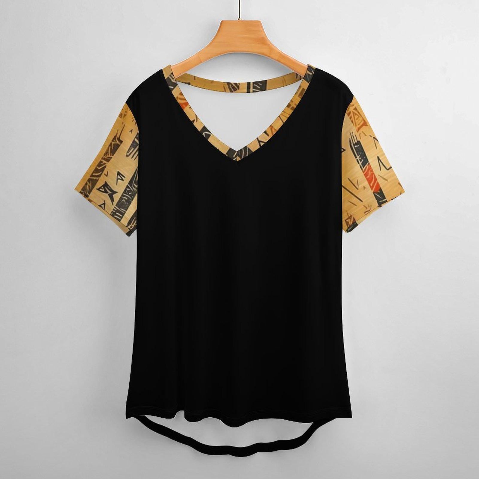 Inky - Womens -Custom Short Sleeve T-Shirts - Africa - Mud cloth Pattern