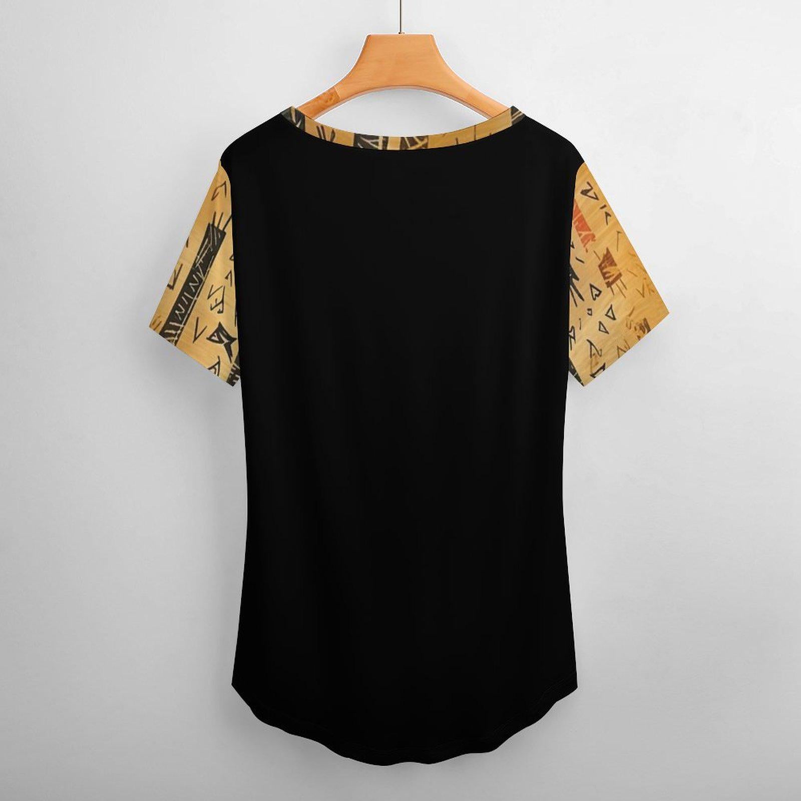 Inky - Womens -Custom Short Sleeve T-Shirts - Africa - Mud cloth Pattern