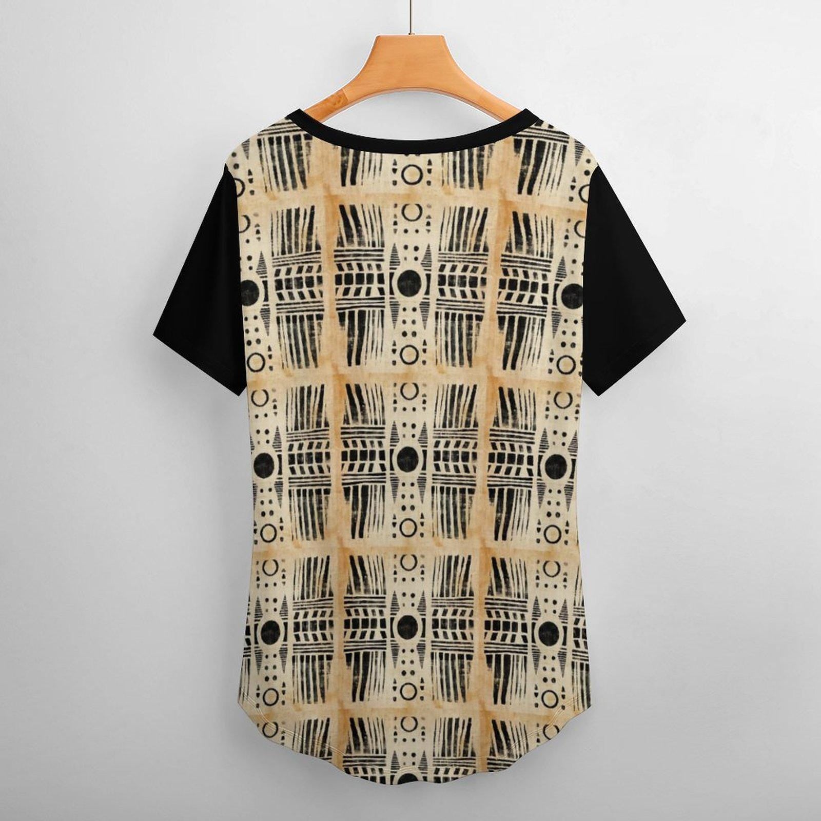 Burnt Sands - Womens - Short Sleeve T-Shirts - African - Mud Cloth Pattern