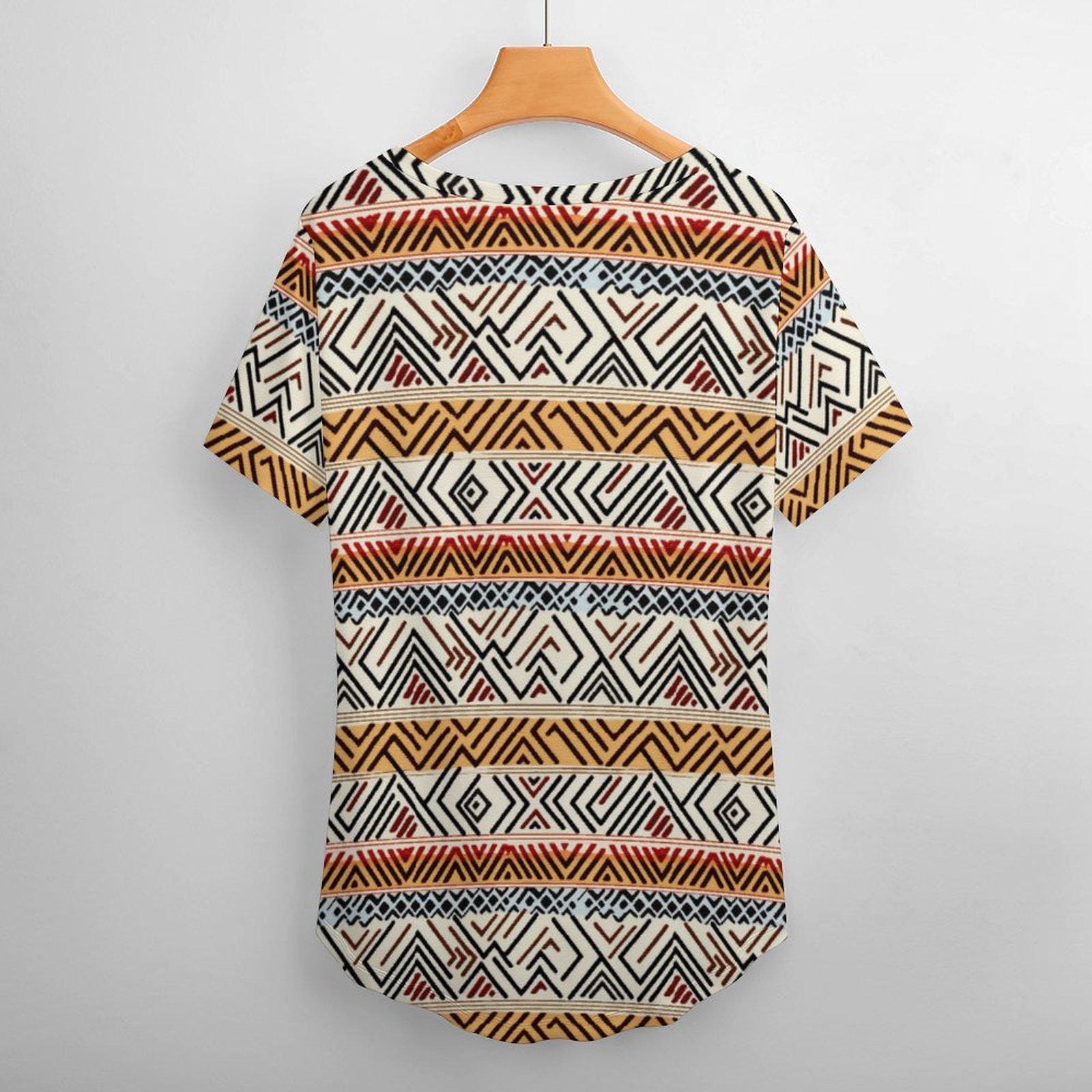 Neutral lines - Womens - Short Sleeve T-Shirts - African - Mud cloth Pattern