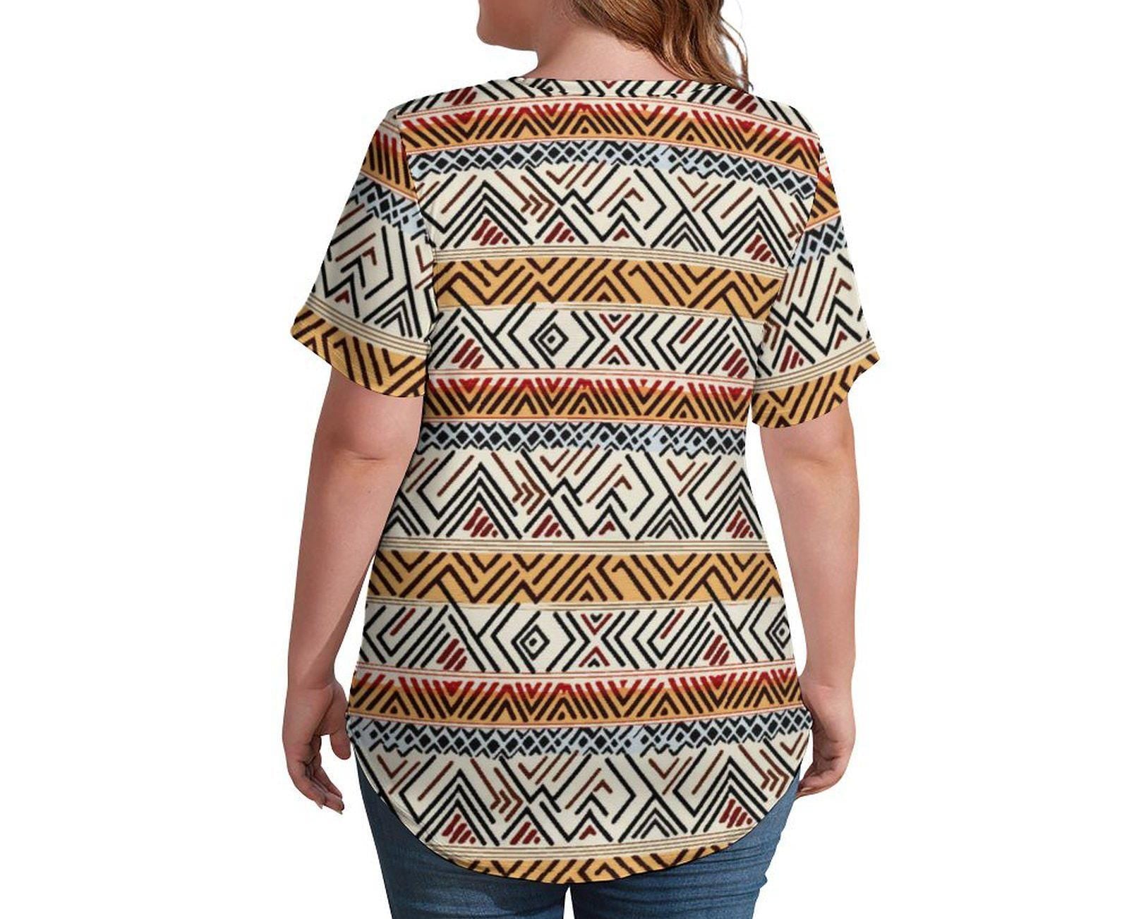 Neutral lines - Womens - Short Sleeve T-Shirts - African - Mud cloth Pattern