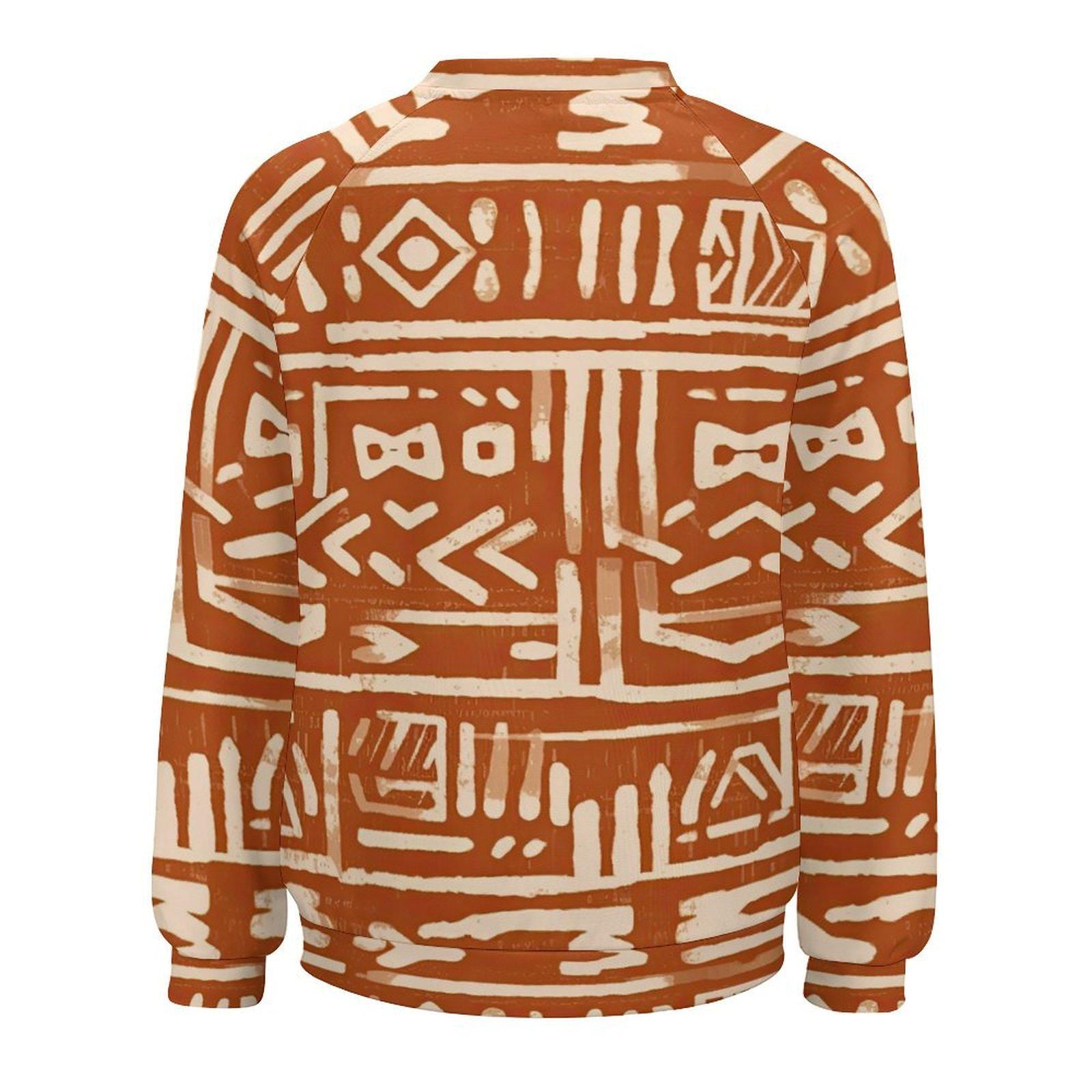 Brick - Womens - Sweatshirt Raglan Style - African - Mud cloth pattern - Sweatshirts - KumbatiaKulture
