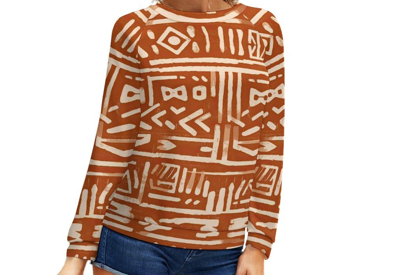 Gigsaw - Womens - Sweatshirt Designs Raglan style - African - Mud cloth Pattern