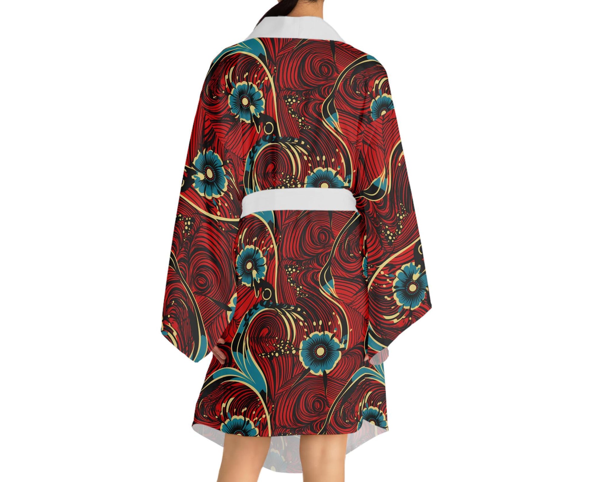 Ruby Saphire - Womens - Floral Long Sleeve Kimono Robe - African - Ankara Pattern