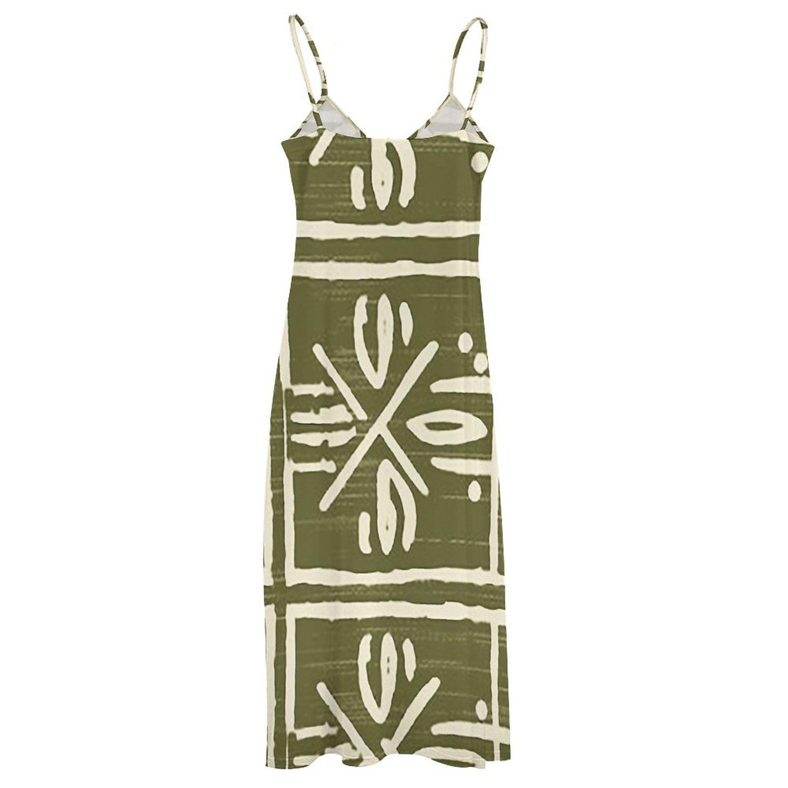 Meadows Afrocentric - Womens - Ankle-length Slip Dress - African - Mud cloth Pattern
