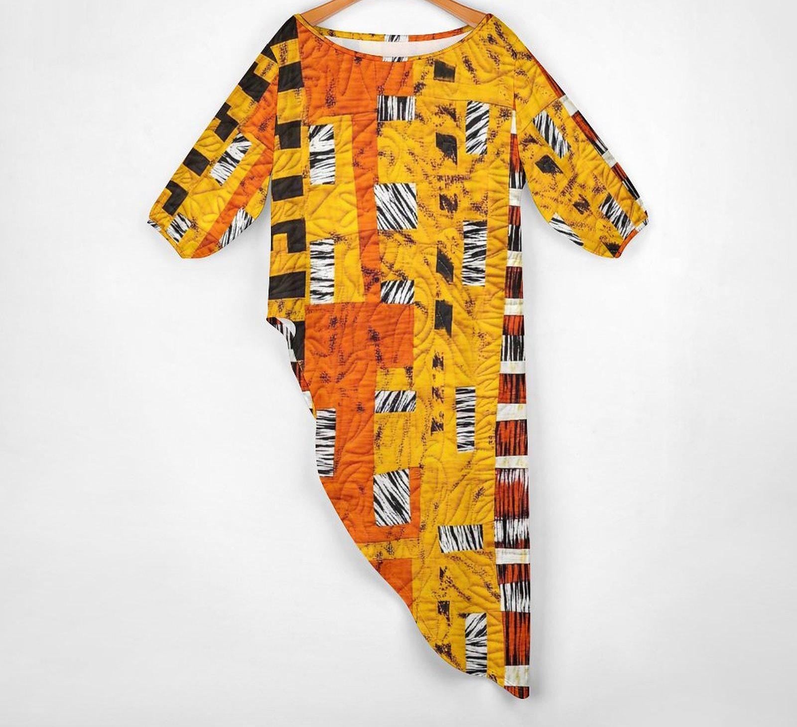 Berber - Womens - Diagonal Shoulder - Kurta - Kurti - Two Piece Set - African - Mud Cloth Pattern