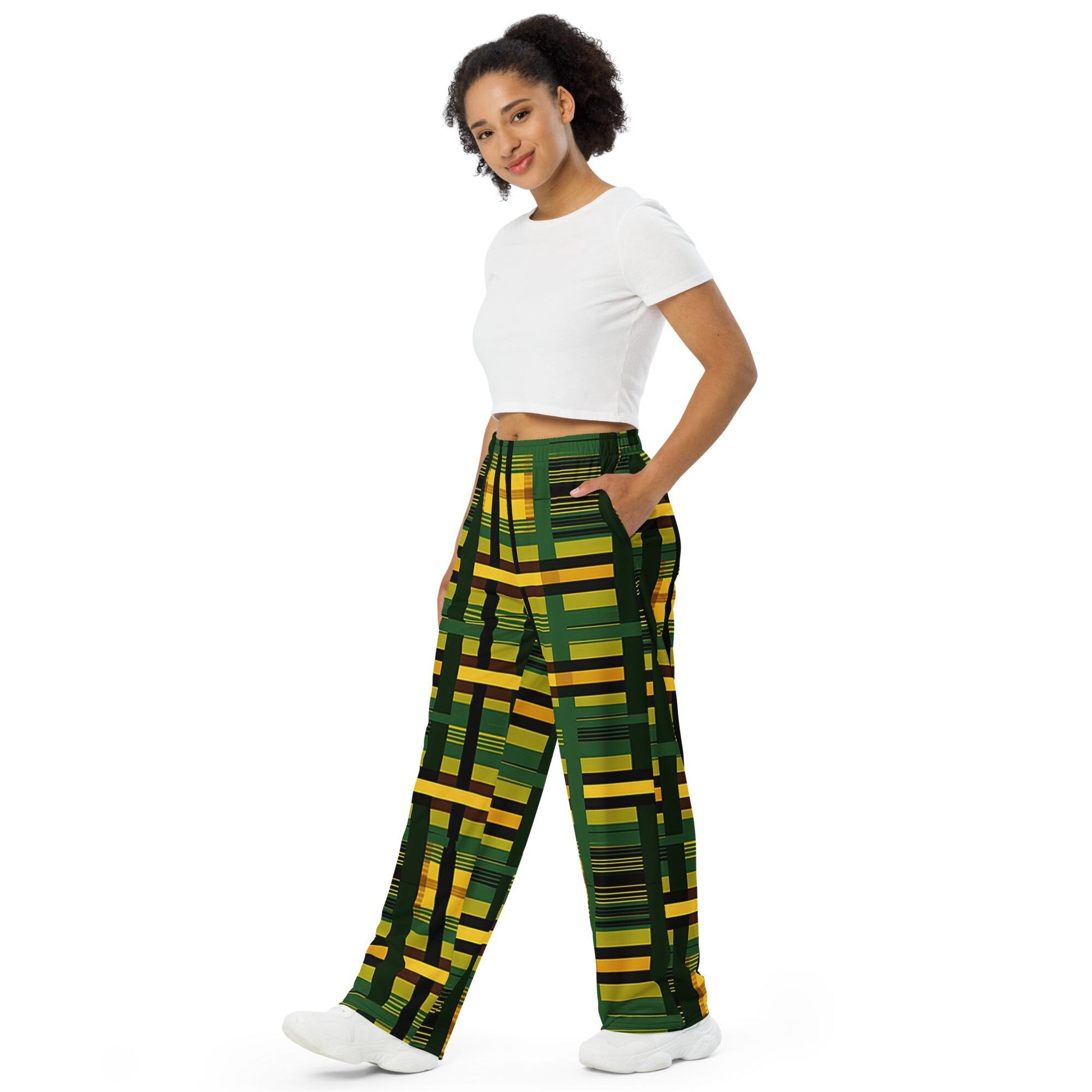 Green Goddess - African - Ankara Print - All-over print- wide-leg pants