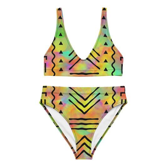 Rainbow - Womens -  high-waisted bikini - Hippie - Tie Dye Pattern