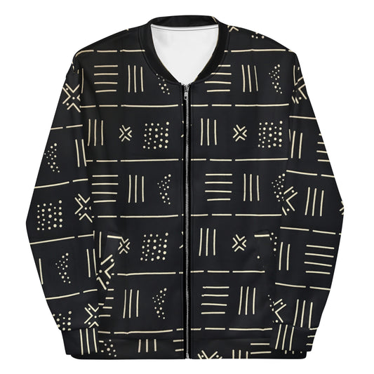 Authentic - Mens - Light Weight Bomber Jacket - African - Mud Cloth Pattern