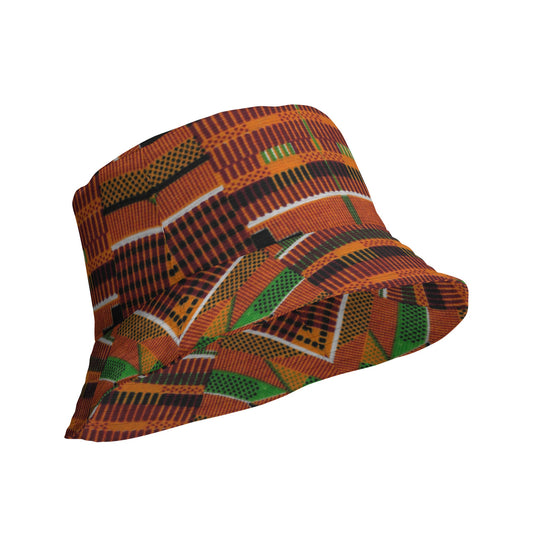 Afrocentric Kente Print Men&#39;s Reversible bucket hat.