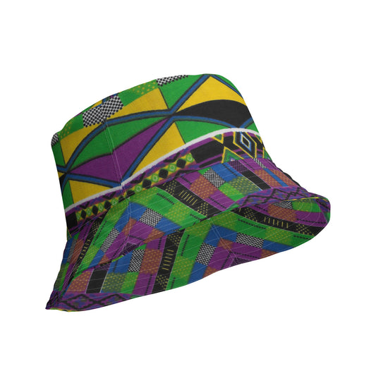 Afrocentric Kente Print Reversible bucket hat.