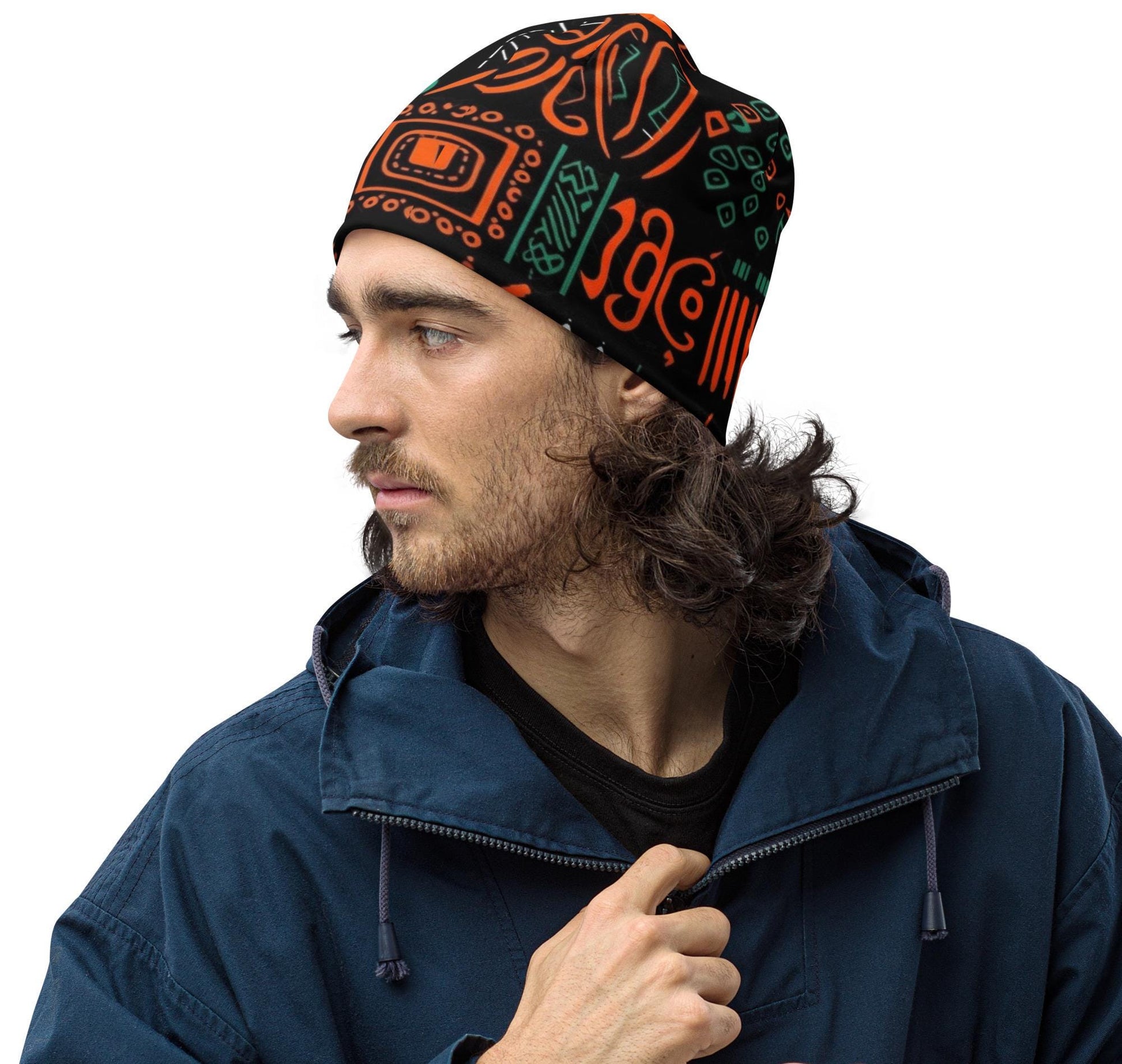 Mud Cloth Print Beanie
