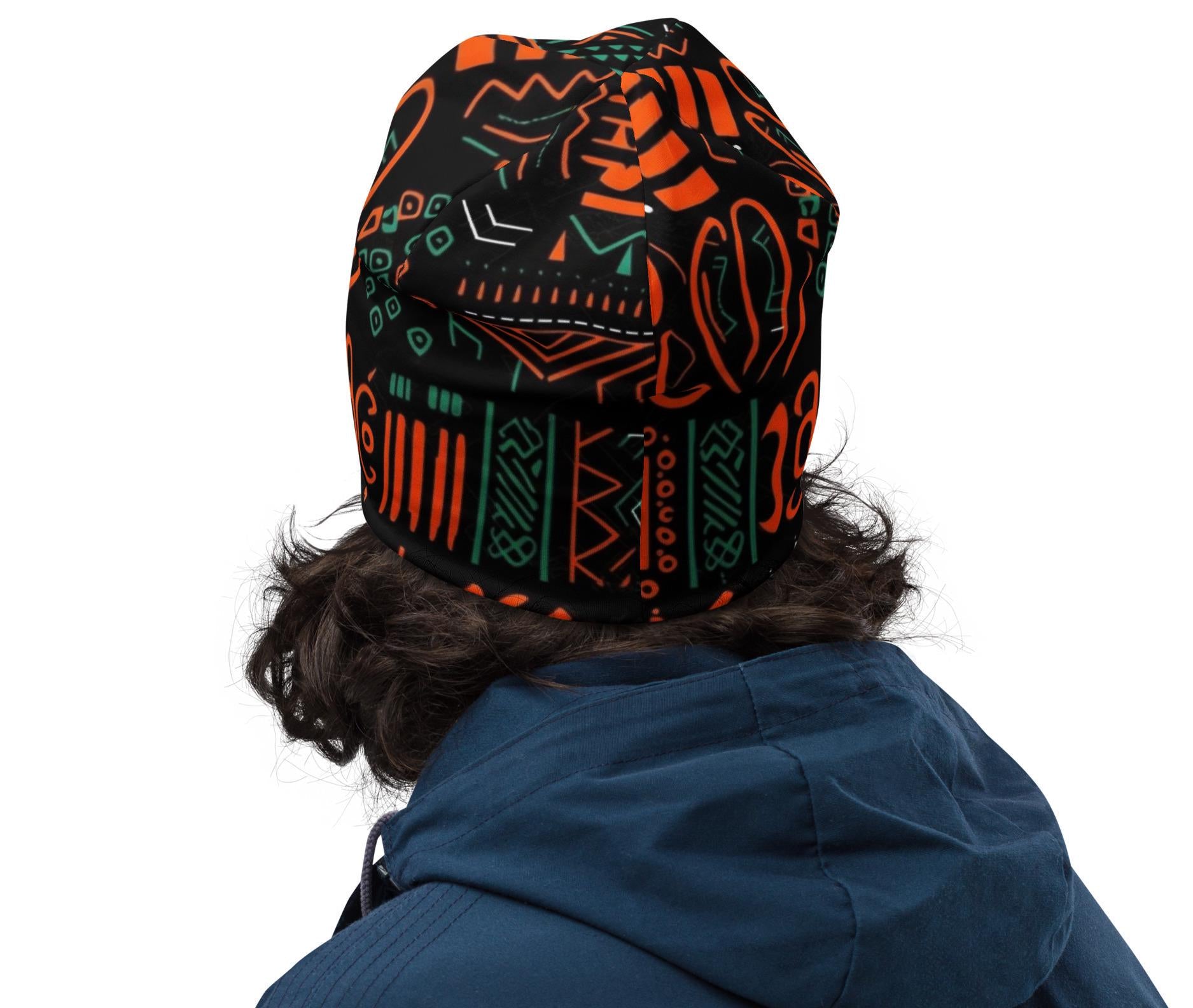 Mud Cloth Print Beanie