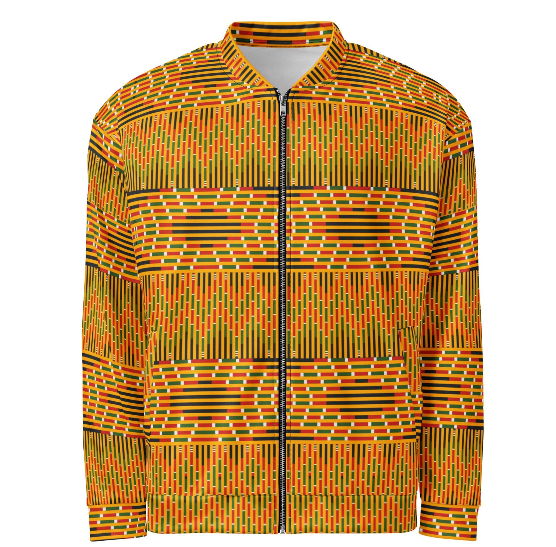 Afrocentric Kente Design Bomber Jacket