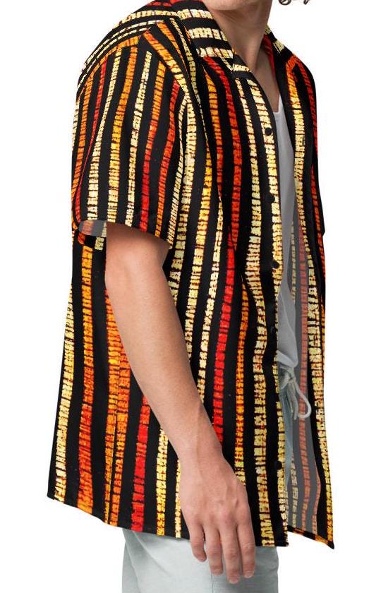 Earth Tone African Pattern button short sleeve shirt, casual wear, Tribal pattern
