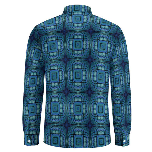 Kaleidoscope - Mens - Long Sleeve Button Up Shirt with Pocket - African - Agoh Pattern - T-shirts - KumbatiaKulture