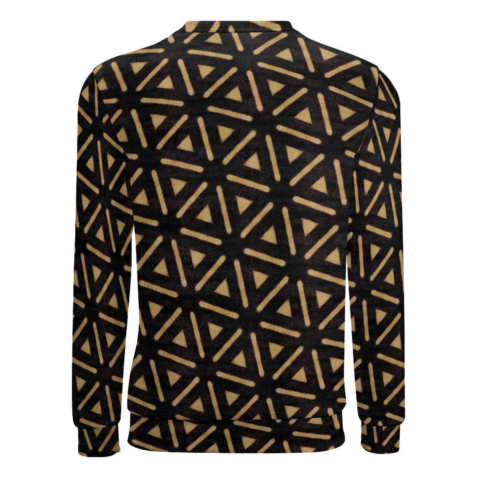 Midnight Gold - Mens - Crew Neck Sweatshirt - African - Bologan Pattern