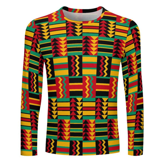 Savanna Hot - Mens -Lightweight Long Sleeve Shirt - African - Kente Pattern