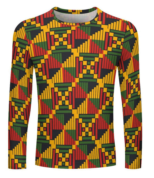 Festive - Mens- Lightweight Long Sleeve Shirt - African - KentePattern