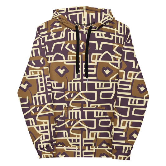 Brown Stone Graffiti - Mens - Hoodie - African Mud cloth Pattern