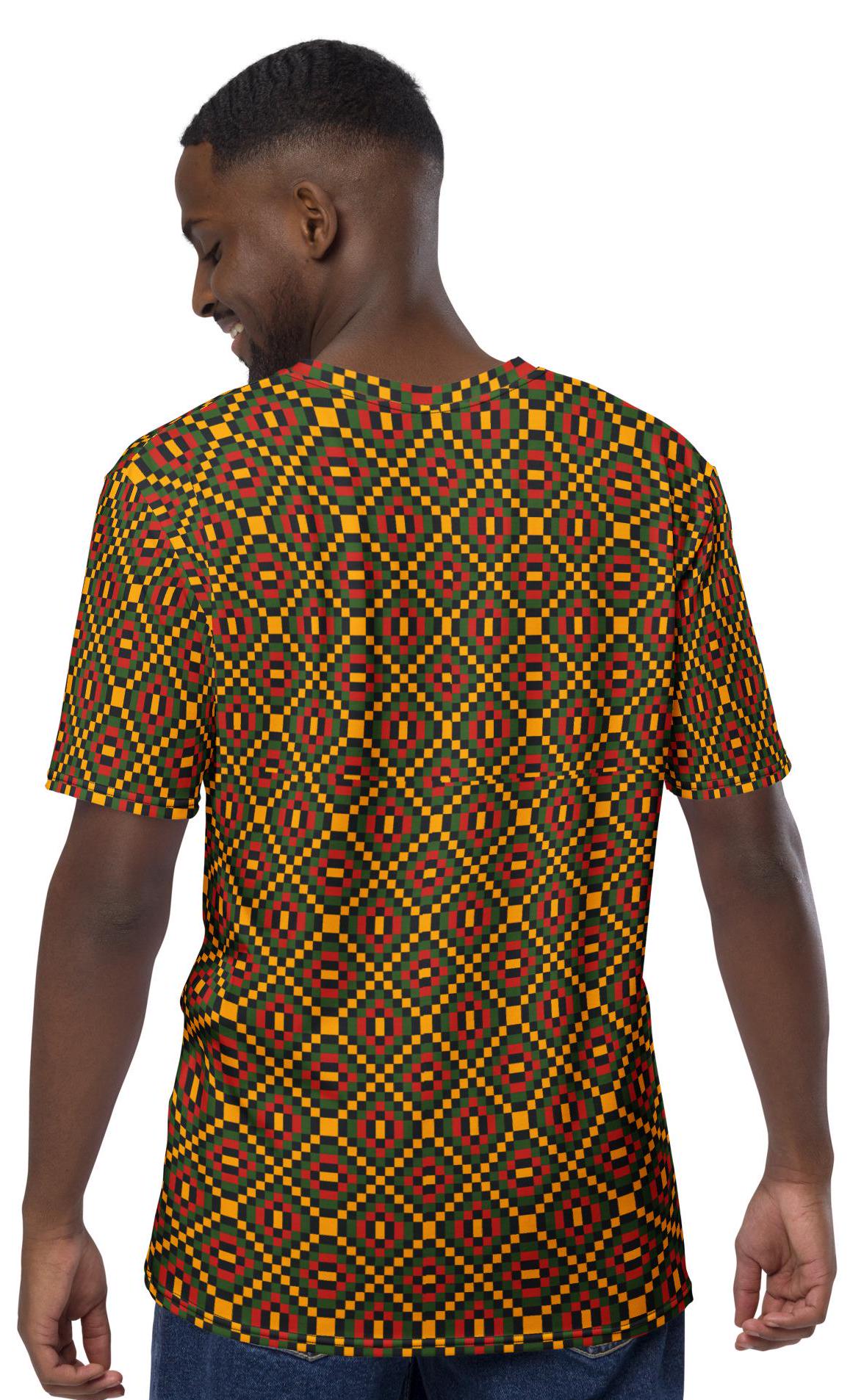 Eccentric Fashion Crew Neck Men&#39;s t-shirt, African Kente pattern, Men&#39;s apparel, casual wear, comfortable