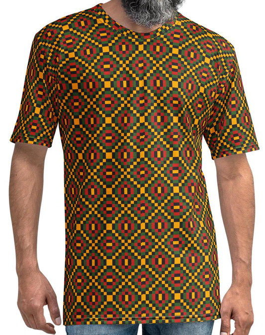 Eccentric Fashion Crew Neck Men t-shirt, African Kente pattern, Men apparel, casual wear, comfortable