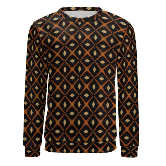 Royalty Black - Mens Crew Neck Sweatshirt - African -  Bogolan pattern