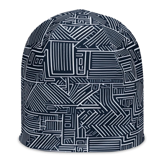 Blk -   Mens - Beanie - African - Kente Pattern