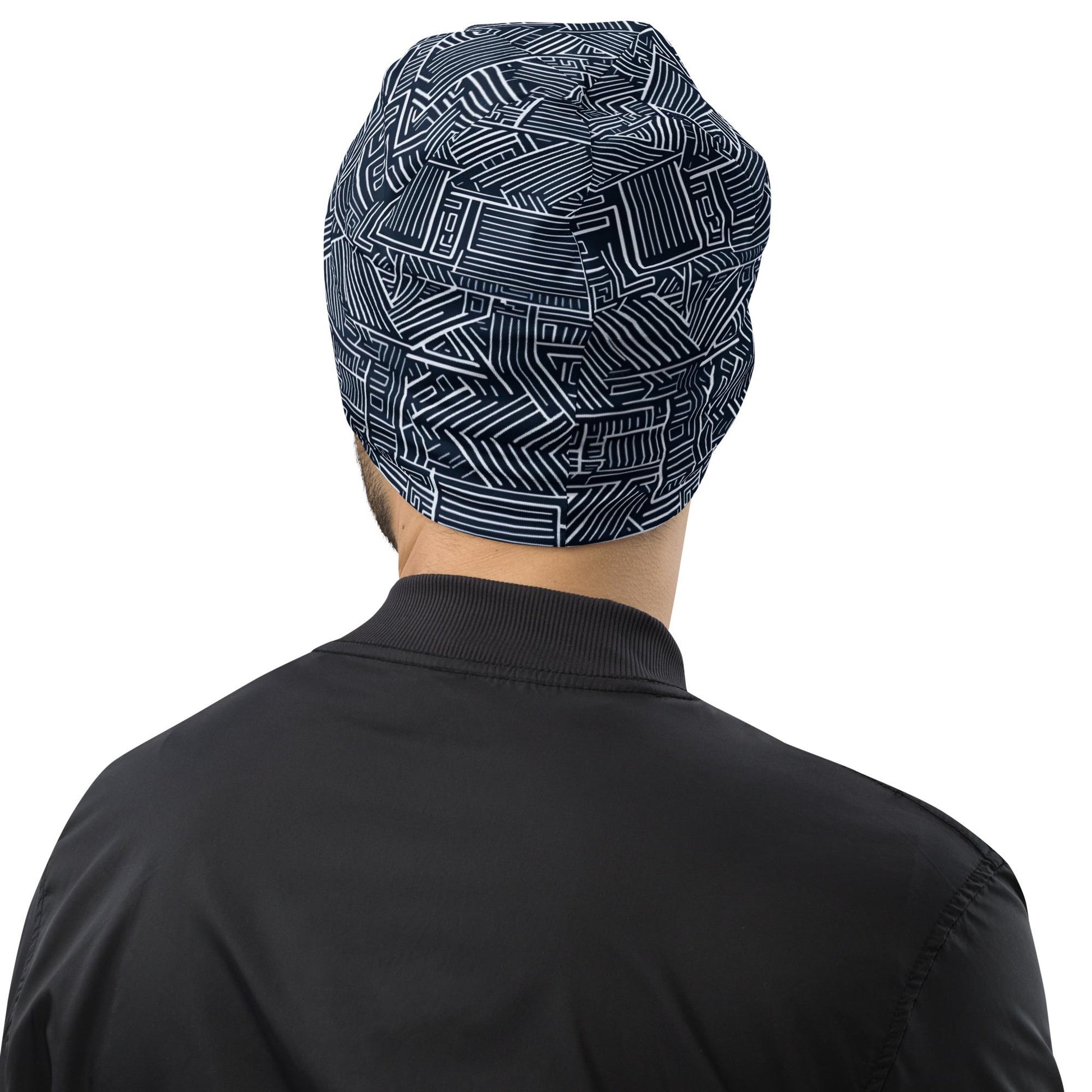 Blk -   Mens - Beanie - African - Kente Pattern