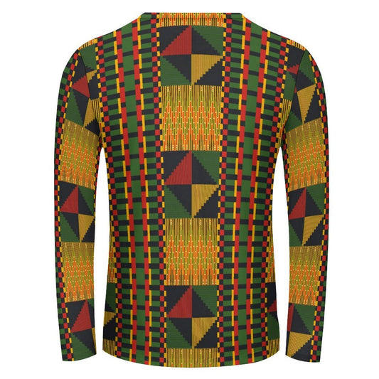 Sunset Fields - Mens - Lightweight Long Sleeve Shirt - African - Kente Pattern