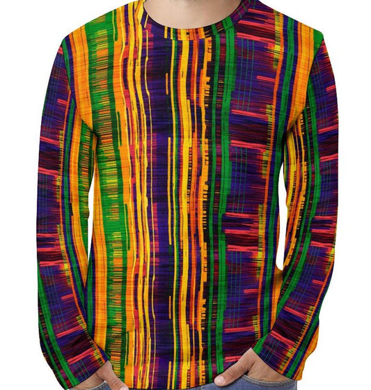Night Skys - Mens - Lightweight Long Sleeve Shirt - African - Kente Pattern