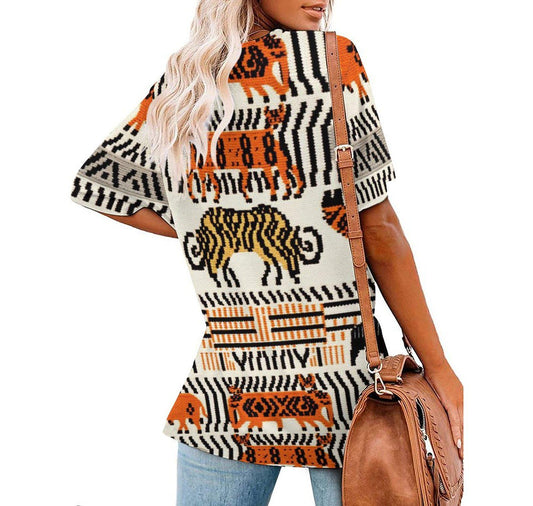 Safari - Womens - Custom Short Sleeve T-Shirts - African - Animal Pattern