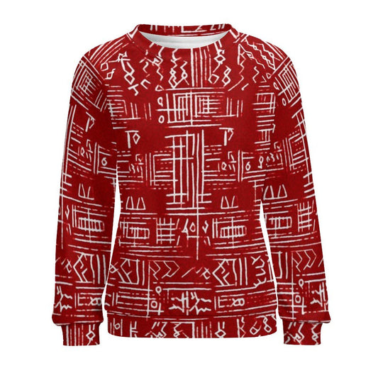 Red streak - Womens - Sweatshirt Raglan Style- African - Mud cloth pattern - Sweatshirts - KumbatiaKulture