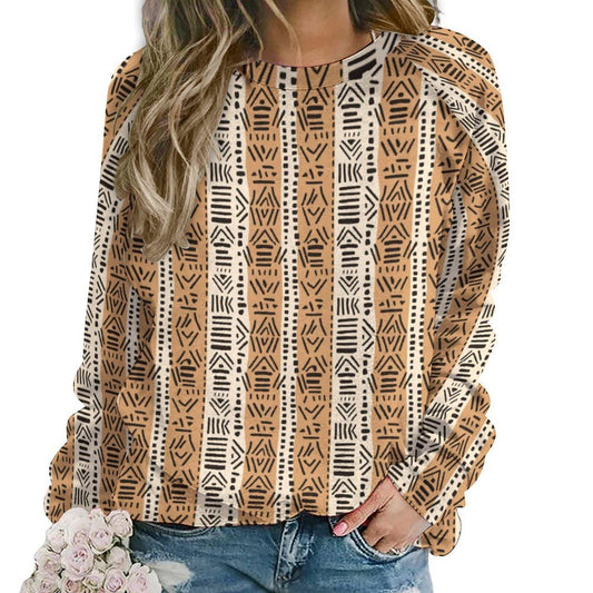Soft yellow- Womens- Sweatshirt Raglan Style- African- Mud cloth Pattern - Sweatshirts - KumbatiaKulture