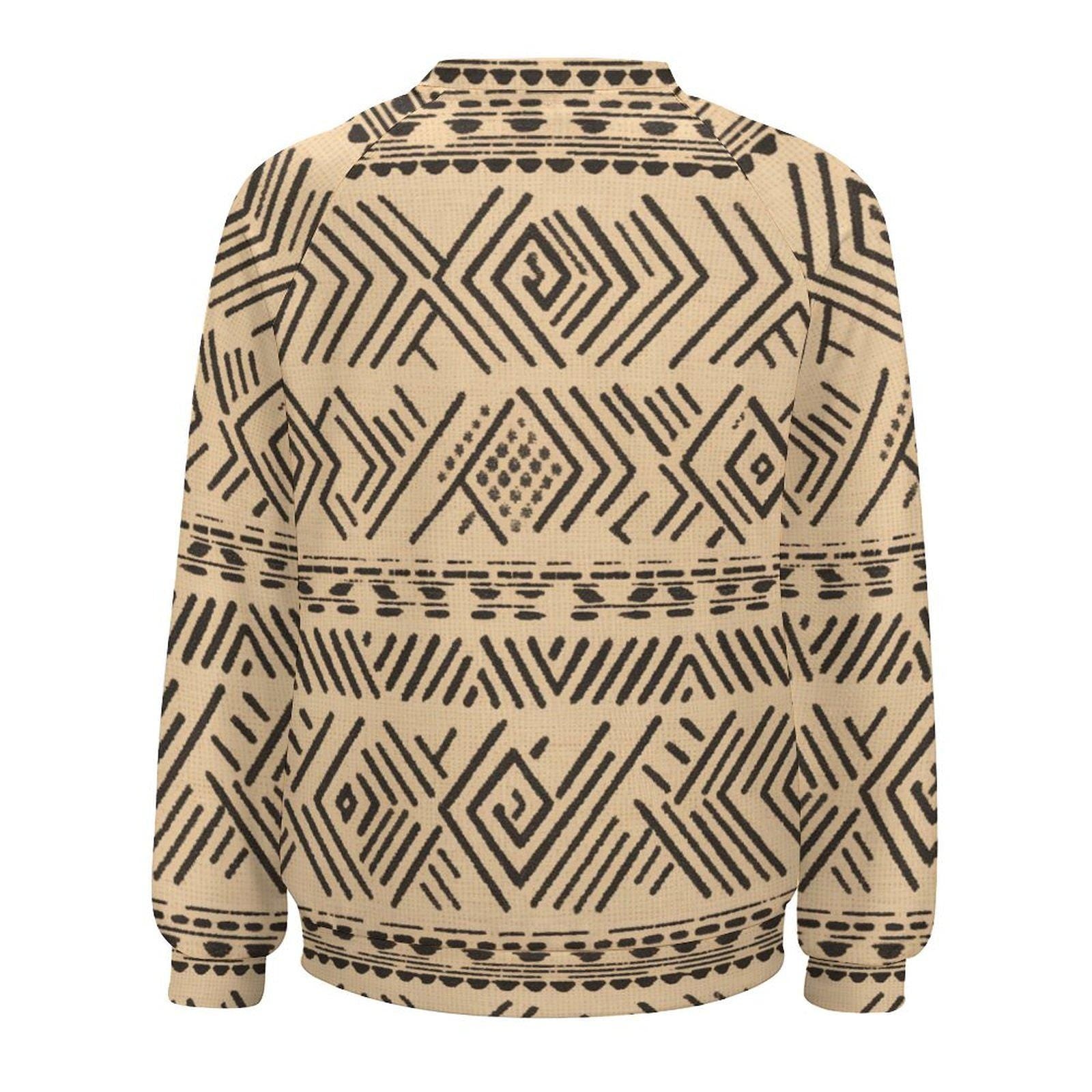 Cream -Womens - Sweatshirt Designs Raglan Style - African Mud cloth pattern - Sweatshirts - KumbatiaKulture