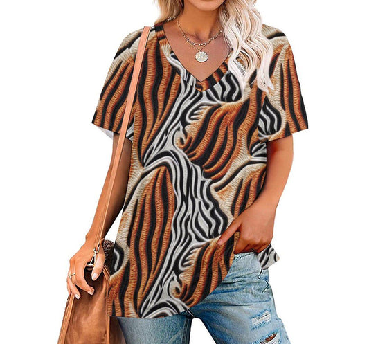 Mamal - Woman - Custom Short Sleeve T-Shirts - African - Animal pattern