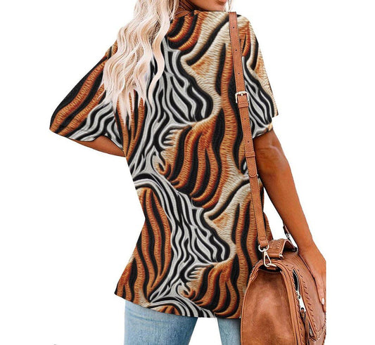 Mamal - Woman - Custom Short Sleeve T-Shirts - African - Animal pattern