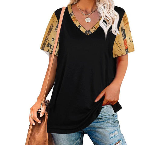 Inky - Womens -Custom Short Sleeve T-Shirts - Africa - Mud cloth Pattern