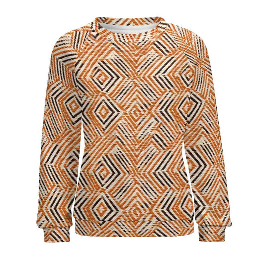 Tangerine- Womens - Sweatshirt Designs Raglan Style - African Mud cloth Pattern - Sweatshirts - KumbatiaKulture