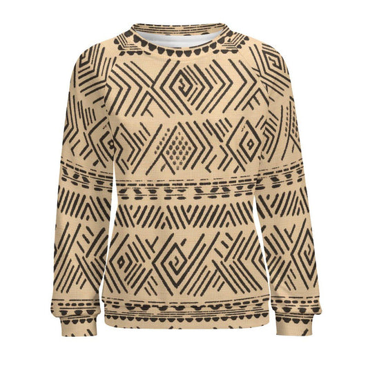 Cream -Womens - Sweatshirt Designs Raglan Style - African Mud cloth pattern - Sweatshirts - KumbatiaKulture