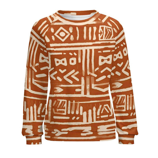 Brick - Womens - Sweatshirt Raglan Style - African - Mud cloth pattern - Sweatshirts - KumbatiaKulture